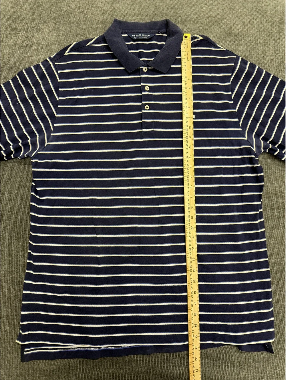 Ralph Lauren Polo Golf Men's XL Navy Blue Striped Polo Shirt